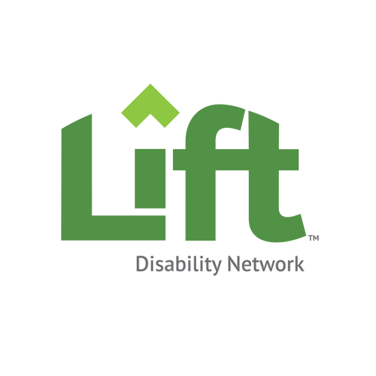 Lift Disability logo (green with rising arrow)